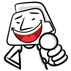 White man laughing and pointing gesture
