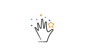 Hand logo with colorful stars