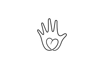 Fototapeta na wymiar Hand logo with heart symbol combination