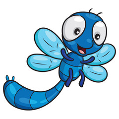 Illustration of cute cartoon of dragonfly.