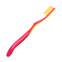 Classic toothbrush with bristles vector illustration. Equipment for cleaning teeth, toothbrush, mouthwash isolated on white background. Dental care concept
