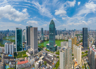 Wuhan CBD landmark skyline scenery
