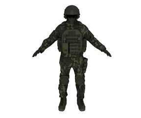 Fototapeta premium 3d rendering soldier in green camouflage uniform