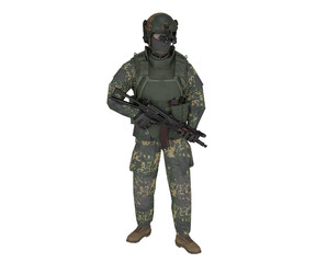 3d rendering police special forces with weapon, military concept