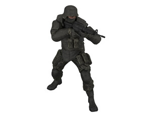 3d rendering soldier with weapon in combat position