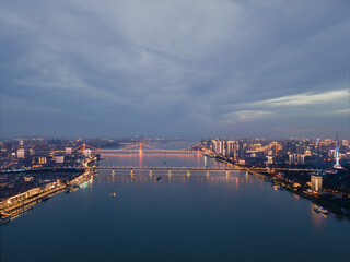 Wuhan Yangtze River and Han River on the four banks of the city landmark skyline scenery