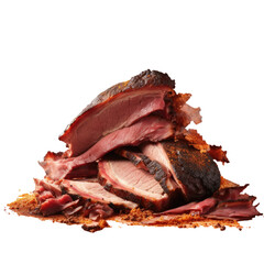 Smoked meat alone on transparent background
