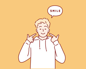 Young smiling man. Hand drawn style vector design illustrations.