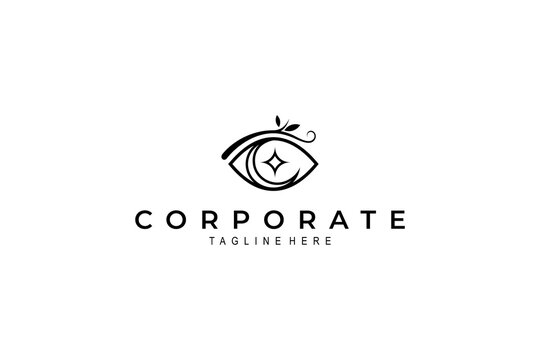 Eye logo combination with leaf and star