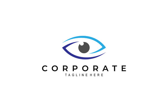 Blue eye flat logo design