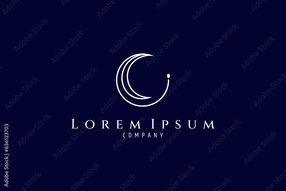 Canvas Prints crescent moon logo design with one line design style