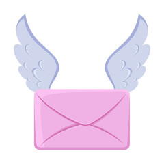 Vintage letter love note in envelope vector illustration. Drawing of letter and letterbox, post office elements on white. Mail concept