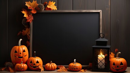 Happy halloween mockup  with empty  frame singboard background. copy space,