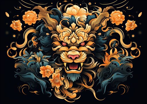 image about oriental chinese dragon background, in the style of mythological symbolism, Happy chinese new year 2020