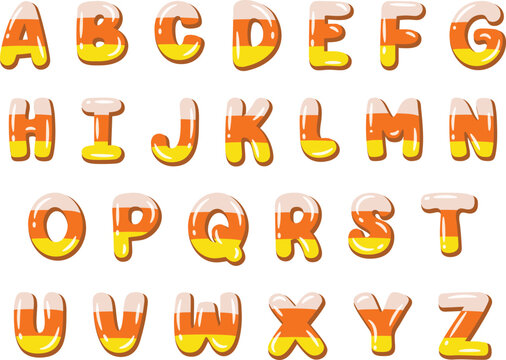 Halloween English Alphabet all letters cute candy theme drawing