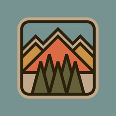 Mountain with trees simple badge