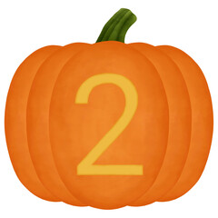Number Two Carved on a Pumpkin