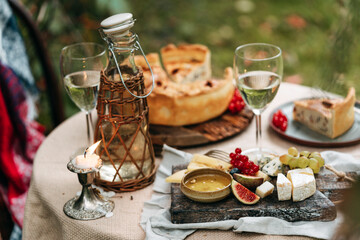 Fall seson brunch in garden.