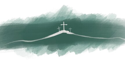 Hand drawn cross on watercolor background religious concept Suitable for background and text space.