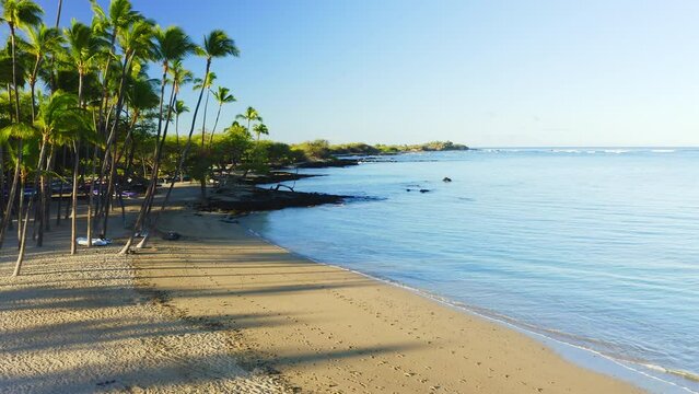 Empty Sandy Beach At Sunrise In Hawaii