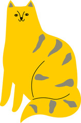 大人可愛いシュールな顔立ちのトラネコ、シンプル＆カラフルな猫