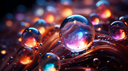 3d illustration of abstract background with water drops and bokeh