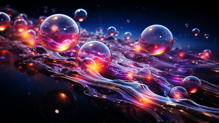 3d illustration of abstract background with water drops and bokeh
