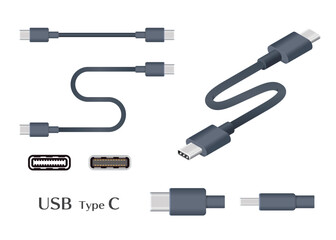 USBタイプCのイラストセット - obrazy, fototapety, plakaty