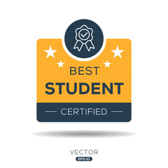 Best Student certificated badge, vector illustration.