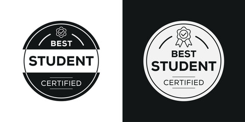 Obraz premium Best Student certificated badge, vector illustration.