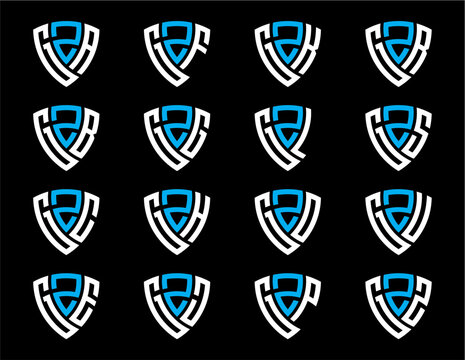 GZA, GZB, GZC, GZE, GZF, GZG, GZH, GZJ, GZK, GZL, GZO, GZP. GZR, GZS, GZU, GZZ creative letter shield logo design vector icon illustration