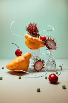 Art still life with patissons and longines.