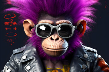 Punk style monkey Made with Generative AI