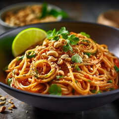 spice, asia, spagetti, thai, fusion, photography, menu, close up, dining, horizontal, restaurant, lunch, ai, enjoyment, lifestyles, exotic, colourful, delicious, pasta, noodle, meal, food, vegetable, 
