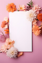 Obraz premium a white card Mockup in a cluster of flowers Ai generative