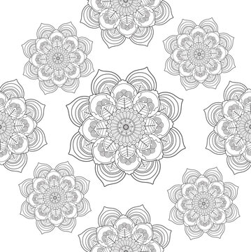 flower mandala seamless pattern Vector Illustration is perfect for various applications, including home decor, print materials, and digital media