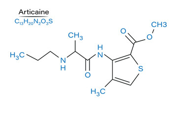 Articaine local anesthetic molecule skeletal formula of drugs vector illustration.