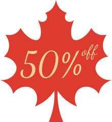 Fall Sale 50 Percent Discount Vector Sticker Tag