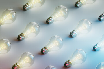 pattern of many bright light bulb