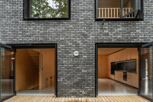 Sustainable house modern facade made of slate