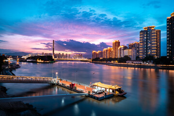 Naklejka premium Fuzhou City skyline at night