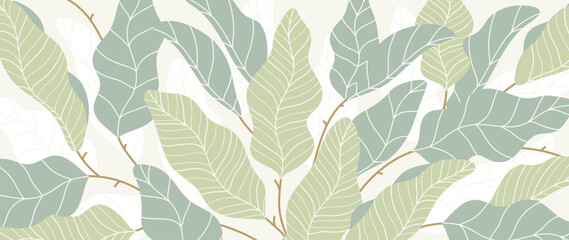 Abstract foliage botanical background vector. Light color wallpaper of tropical plants, leaf branches, leaves, forest. Foliage design for banner, prints, decor, wall art, decoration.