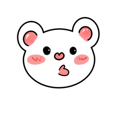 Cute Bear Face with Pout Expression | Kawaii Hand Drawn Confused Emotion Icon