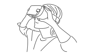 line art of man in glasses virtual reality device