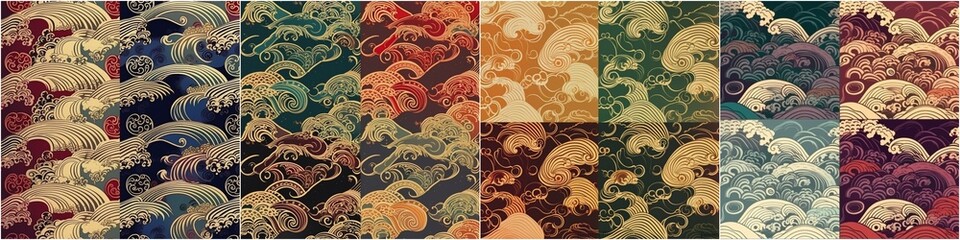 Create beautiful and vibrant oriental patterns. Choose from a variety of colors for your waves. Ideal for adding an Asian touch to a fabric design or texture.