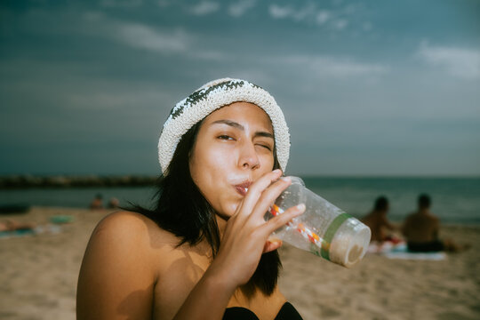 Fresh Drink Beach Portrait