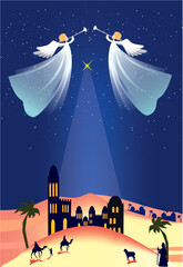 christmas composition with flying angels