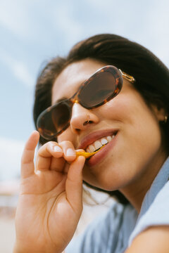 Snack Time Portrait at Beach