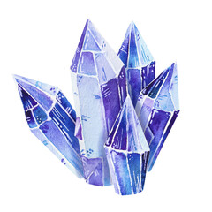 Watercolor gems. Crystal illustration