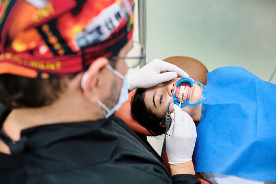 Patient receiving orthodontics treatment